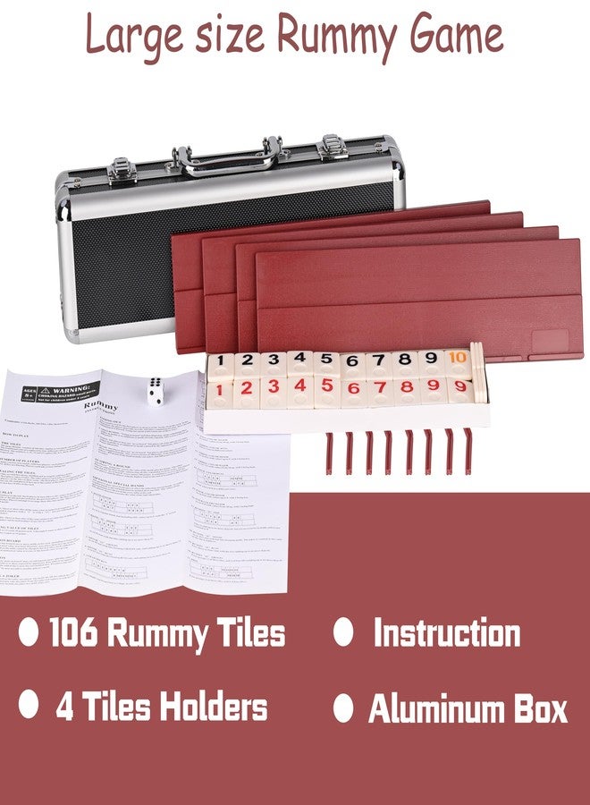 Doublefan Rummy Cube 4 Player Edition, 106 Rummy Cube Game Set with with 4 Plastic Racks in Portable Aluminum Case, Classic Board Game for Adults and - Image 5